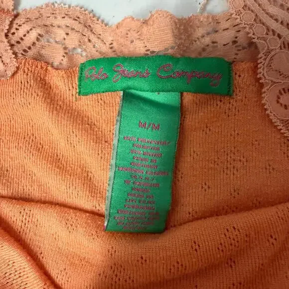 Polo Jeans Company Women's M Vintage Y2K Orange Lace Trim‎ Tank Camisole Rare - Picture 5 of 5